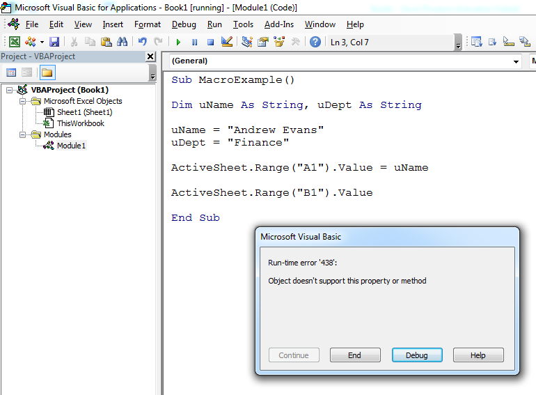 Excel Macro Class: Debugging and Error Handling