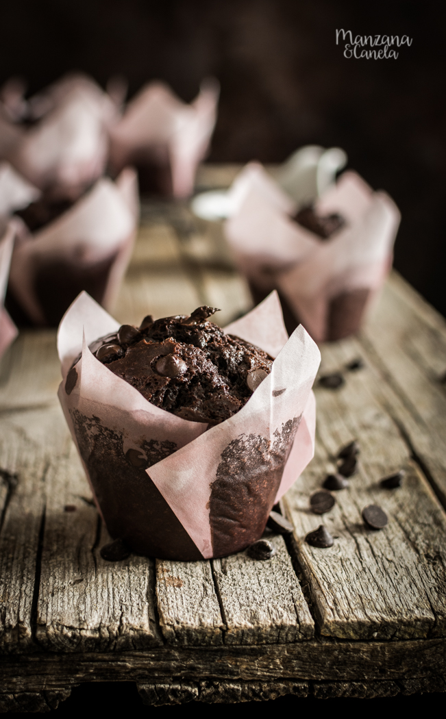 Auténticos muffins de chocolate superchocolateados. Receta con y sinThermomix