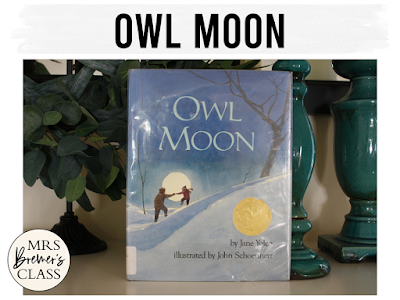 Owl Moon winter book study literacy unit with Common Core aligned companion activities for First and Second Grade