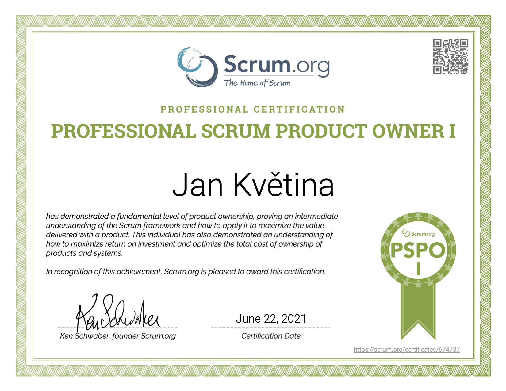 Product Owner, PSPO I by