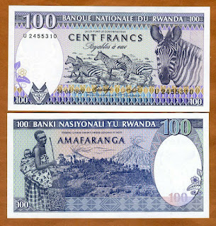 R4 RWANDA 100 FRANCS UNC 1989 (P-19) 
