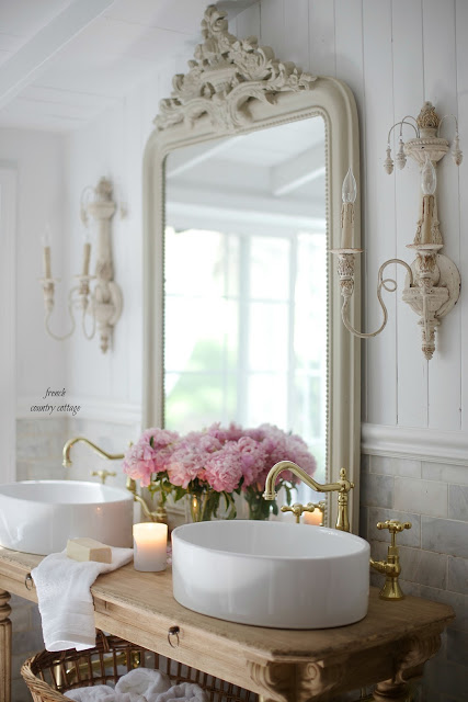 French Cottage Bathroom Vanity How To Get The Look Details Country - French Country Bathroom Sink Faucets