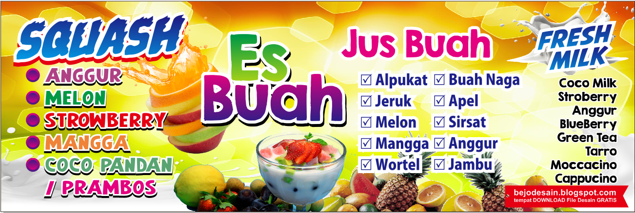 Gambar Bannerspanduk Desain Banner Spanduk Es Buah Jus Segar Lengkap