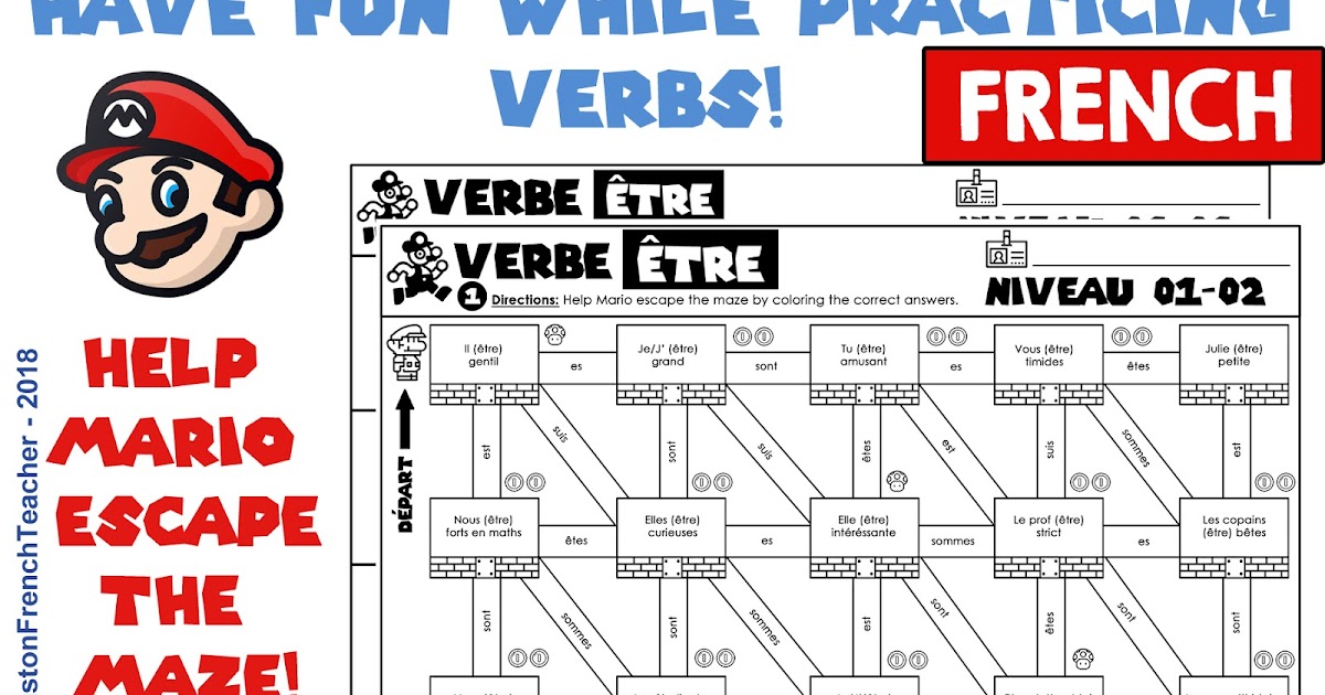 ETRE French Verb Game grammar/conjugation game (MAZE) Houston French