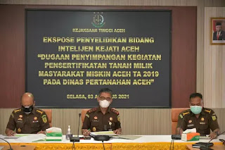 Kejati Aceh Usut Korupsi Pengadaan Sertifikat Tanah Masyarakat Miskin Agustus 3, 2021