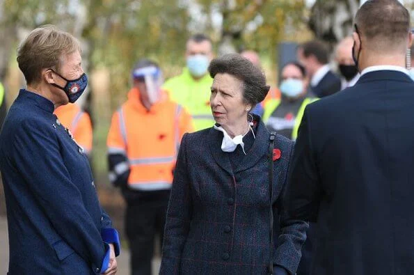 The Princess Royal officially opened the building by unveiling a plaque. navy wool cashmere coat