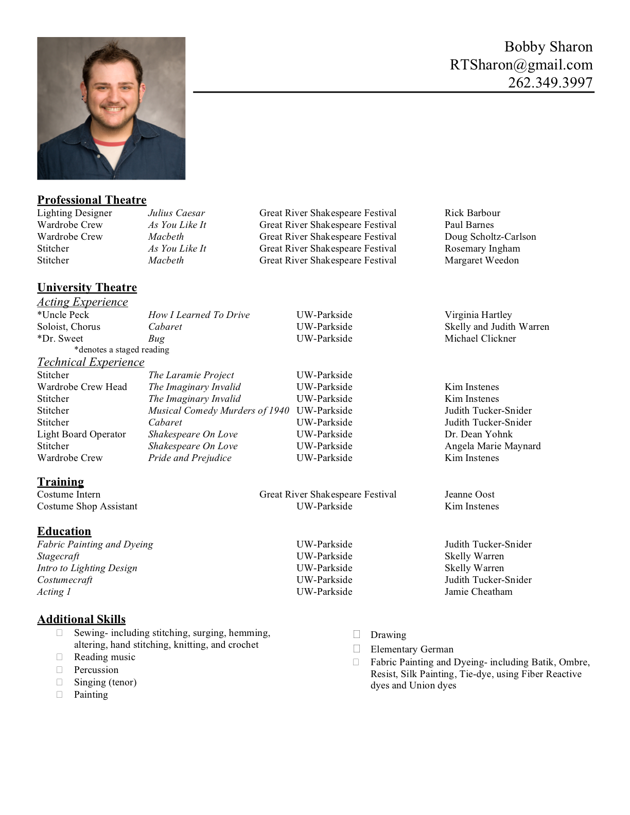 sample of video resume