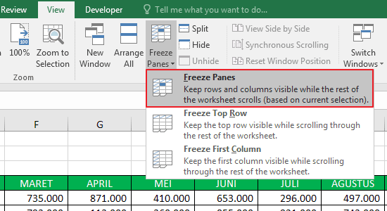 Tutorial Cara Freeze Excel Untuk Membekukan Baris & Kolom Supaya Tidak  Bergerak