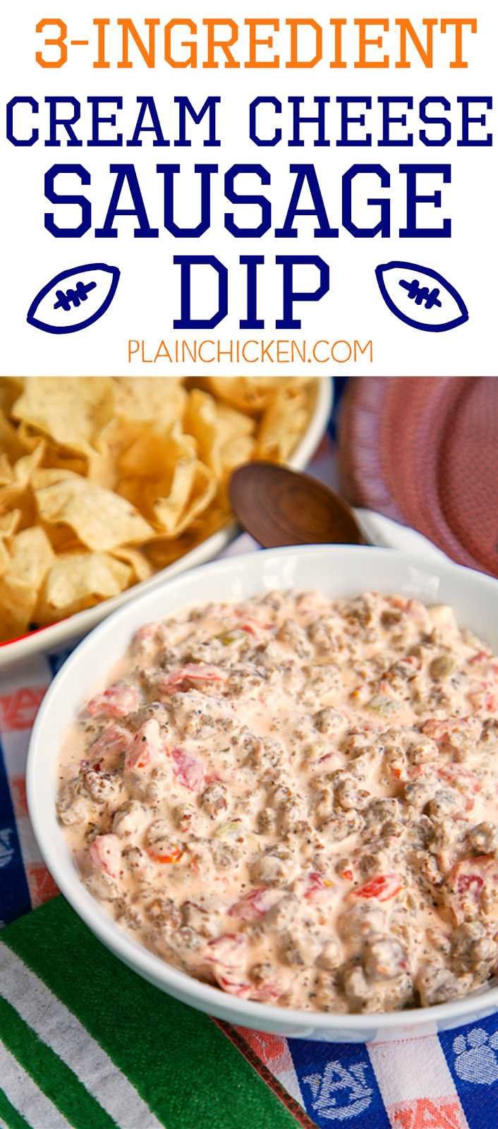 3Ingredient Cream Cheese Sausage Dip {Football Friday} Plain Chicken®