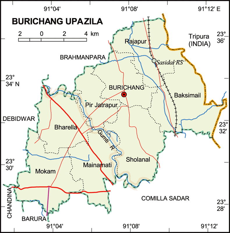 Burichang Upazila Map Comilla District Bangladesh