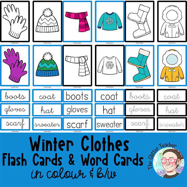 [FLASH CARDS] Winter Clothes The Glitter Teacher