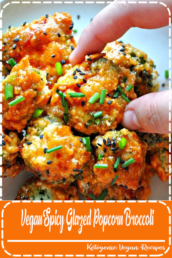 Vegan Spicy Glazed Popcorn Broccoli Food Lade