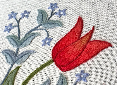 Tulips & Forget-me-nots, detail