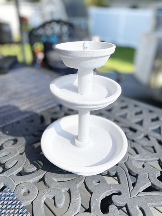 white painted tiny tiered tray