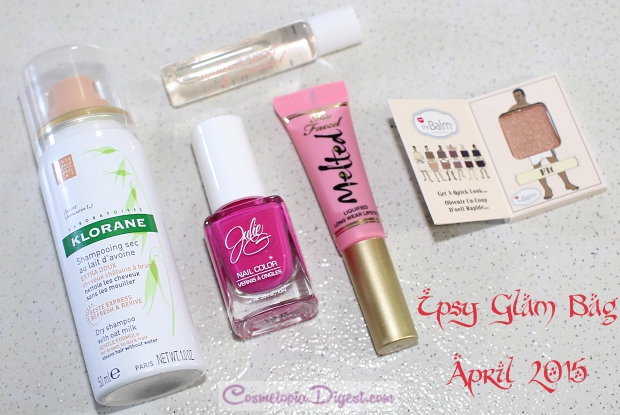  Check out the contents of my April 2015 Ipsy Glam Bag. Featuring a Too Faced Melted lipstick!