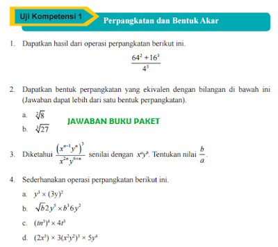 Lengkap Kunci Jawaban Buku Paket Matematika Uji Kompetensi 1 Perpangkatan Dan Bentuk Akar Halaman 58 59 60 61 62 Kelas 9 Kurikulum 2013 Kunci Jawaban Buku Paket Terbaru Lengkap Bukupaket