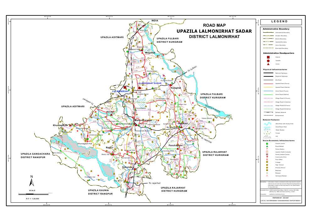 Lalmonirhat Sadar Upazila Road Map Lalmonirhat District Bangladesh