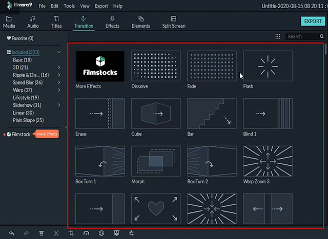Menggunakan transisi Filmora 9.0 Menggunakan transisi Filmora 9.0