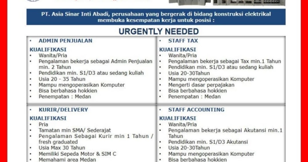 Lowongan Kerja Juli 2020 Pt Asia Sinar Inti Abadi