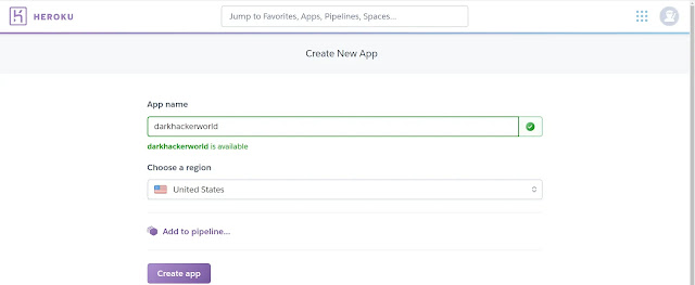 Create app on heroku