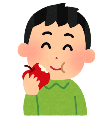 リンゴを食べる男の子のイラスト
