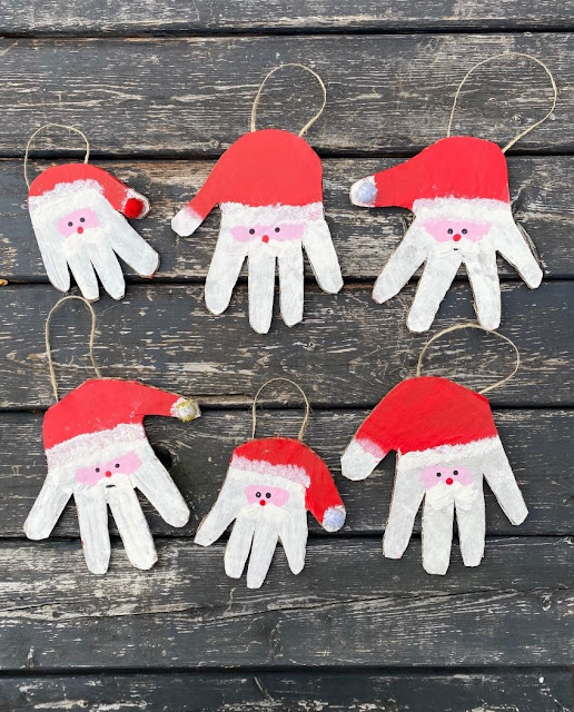 PolkaDotty Place DIY Santa Hand Print Ornaments