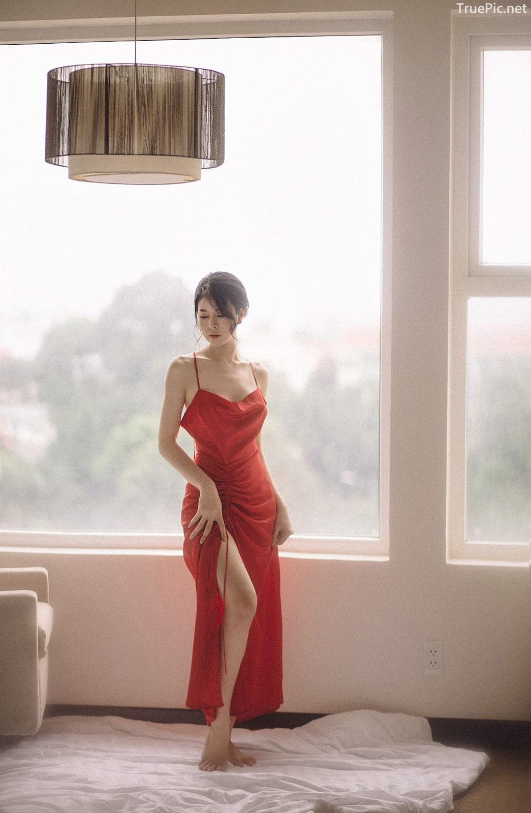 Vietnamese hot model - The beauty of Women with Red Camisole Dress - Photo by Linh Phan - Picture 5