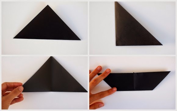 first four steps to fold cat's origami face