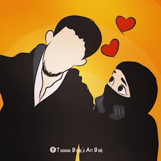 Cute Muslim Couple Cartoon
