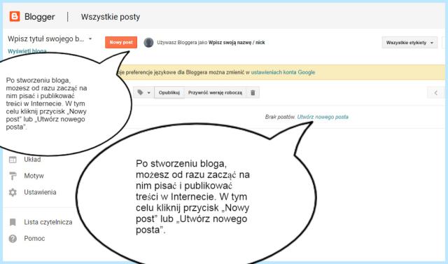 Publikowanie postów na Bloggerze.