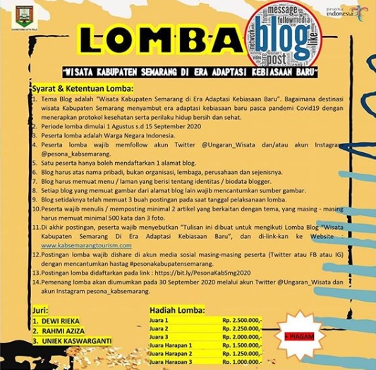 LOMBA BLOG dengan tema "Wisata Kabupaten Semarang di Era