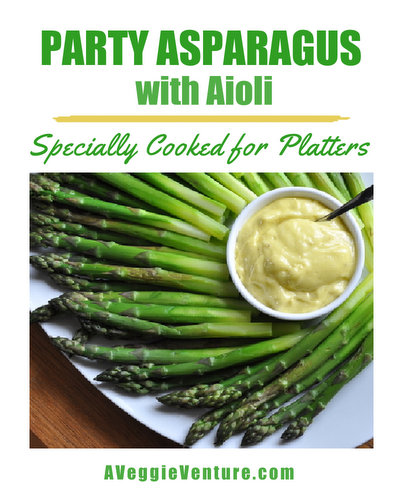 Party Asparagus with Aioli ♥ AVeggieVenture.com. The trick to serving asparagus chilled? Salt. A little effort but definitely worthwhile for perfect chilled asparagus.