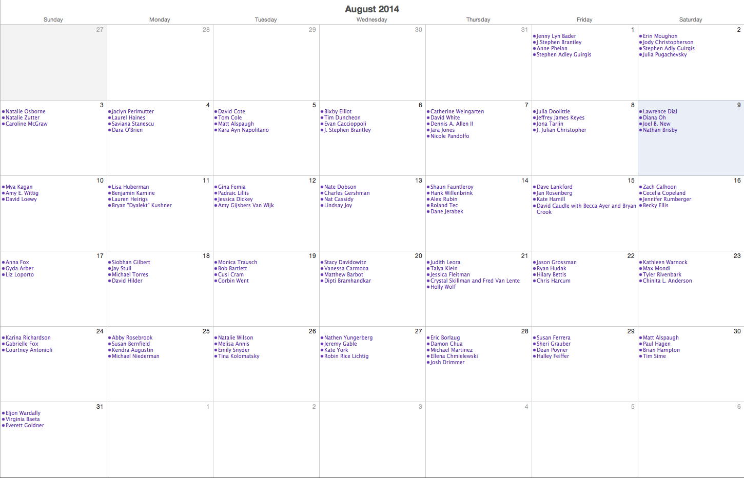 Theaterspeak WOF Calendar