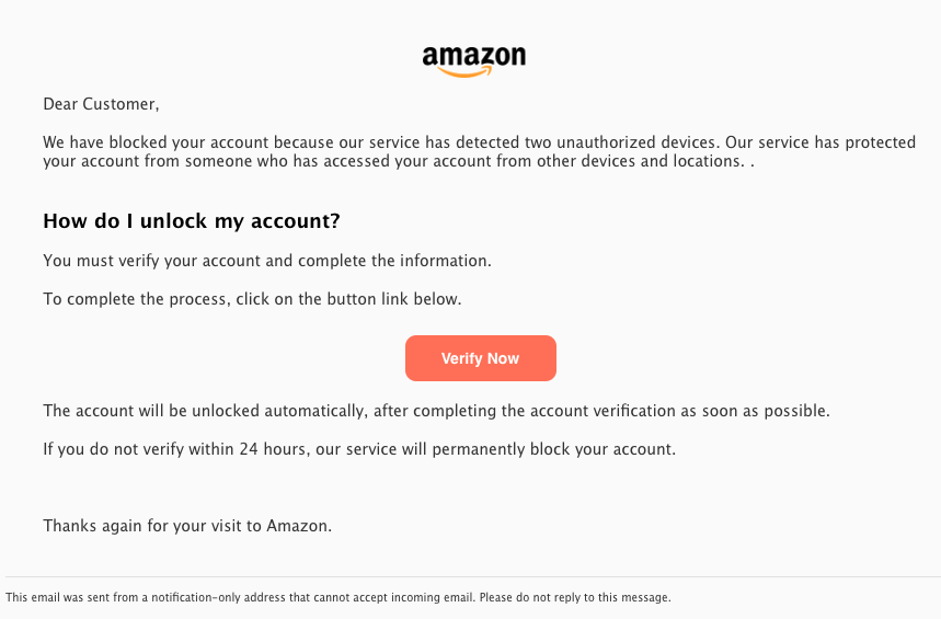 Shoreline Area News Scam of the day Your Amazon account has been blocked