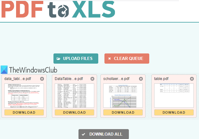 PDF naar XLS-service