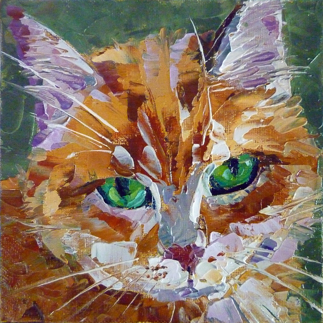 Ann Gorbett Palette Knife Painting Tiger cat