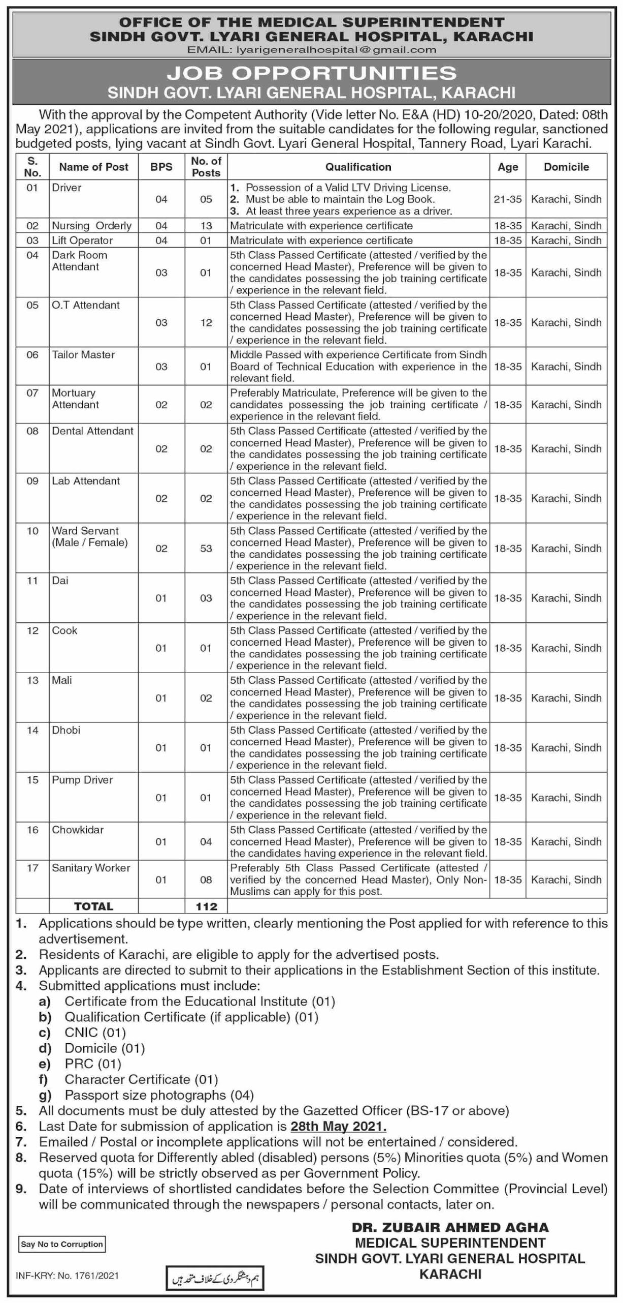 Lyari General Hospital Jobs 2021 in Pakistan Lyari General Hospital Jobs 2021 in Pakistan