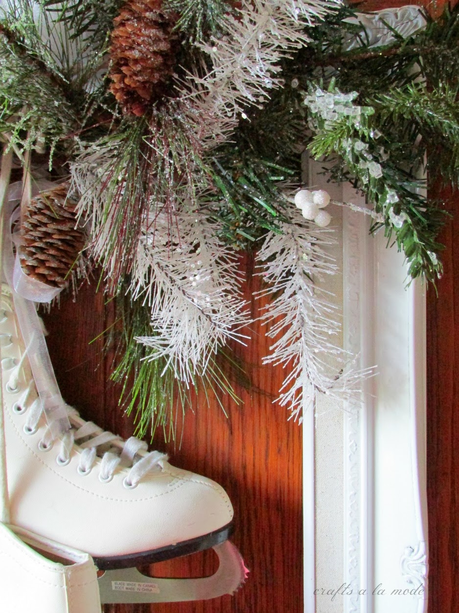 Winter White Wreath with Ice Skates Crafts a la mode