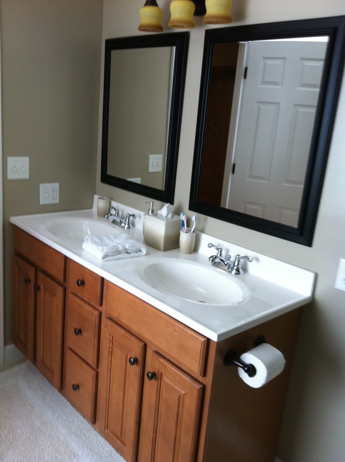 made Master Bathroom Update {DIY Shelving + Mirrors}