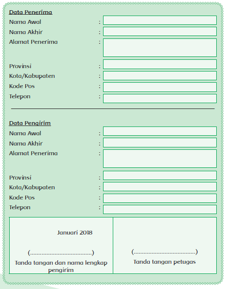 Formulir Pengiriman Barang Dan Formulir Ljk Ngiring Melajah