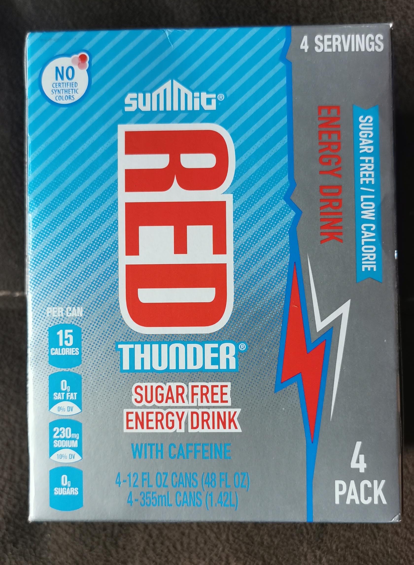 Summit Red Thunder Sugar Free Energy Drink 4Pack (Aldi)