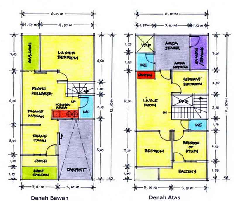 Contoh Denah Rumah Kopel KPR-BTN Type 21/60  Desain Rumah 