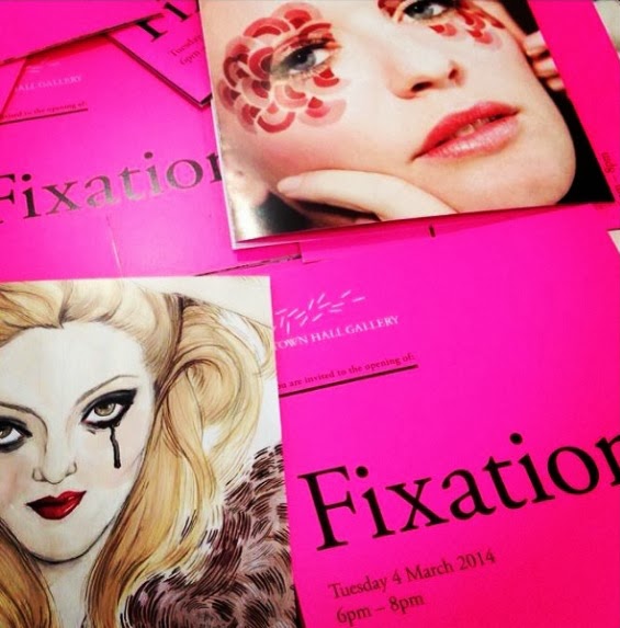 hot pink invites for Fixation Exhibition 