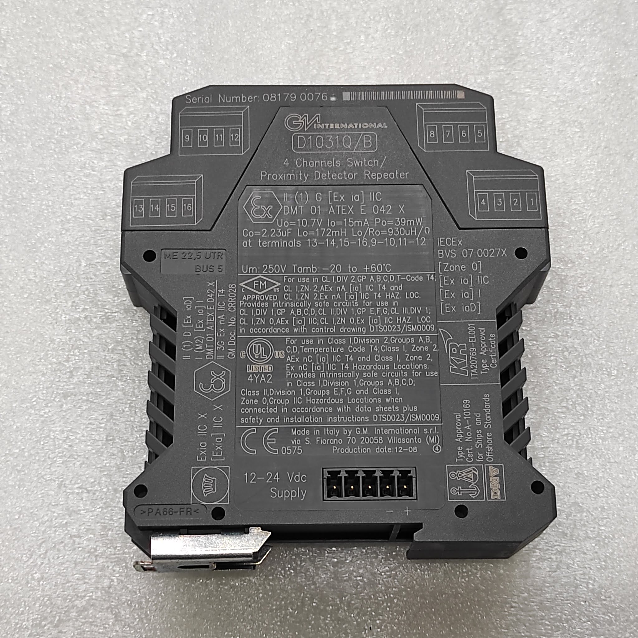 GM INTERNATIONAL D1031Q/B 4CHANNELS SWITCH/PROXIMITY DETECTOR REPEATER