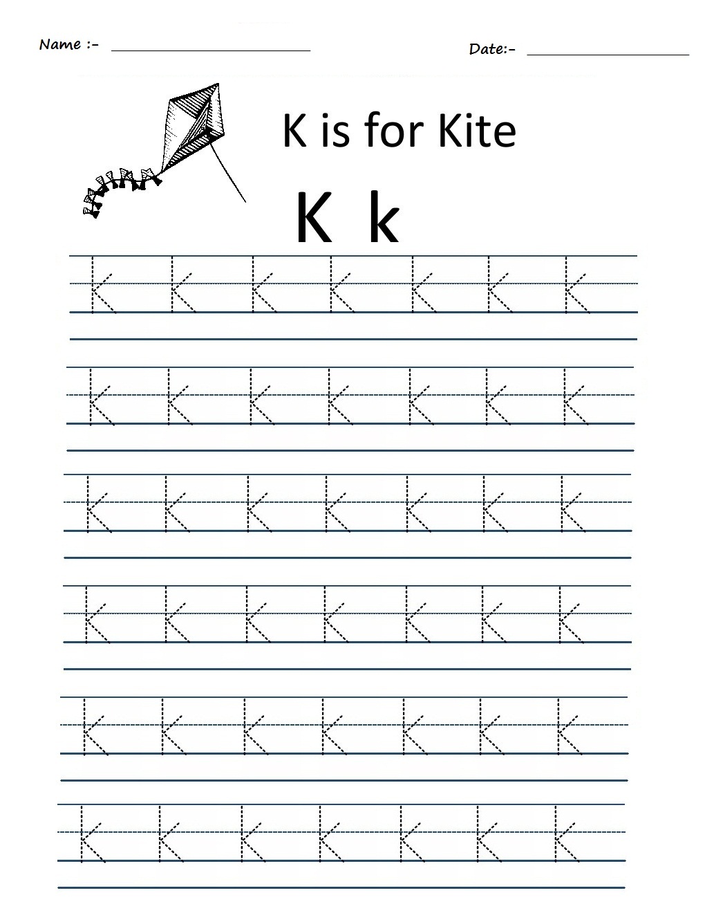 Kindergarten Worksheets: Alphabet Tracing Worksheets - k