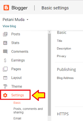 Melakukan setting untuk blog baru