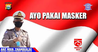 Kasat Lantas Polres Jeneponto: Tangkal Corona Pakai Masker Saat Keluar Rumah