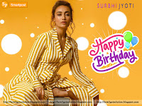 about surbhi jyoti birthday celebration wallpaper along yellow background
