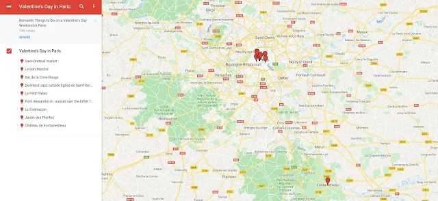 Valentine's Day in Paris Map