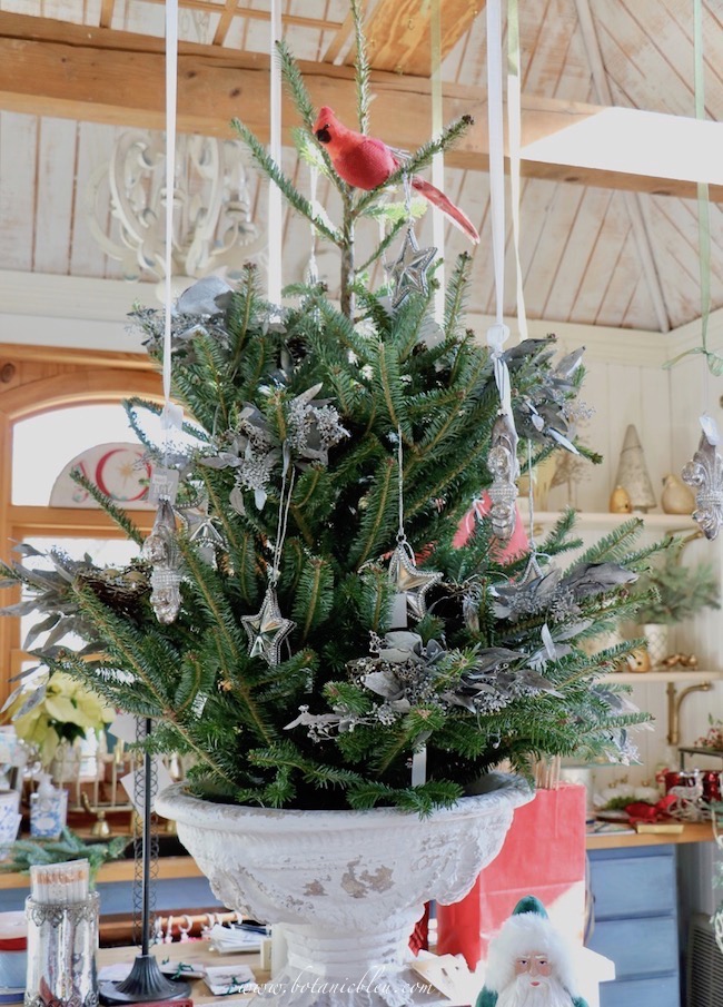 Botanic Bleu Bird's Nest in Christmas Tree Table Top Tree
